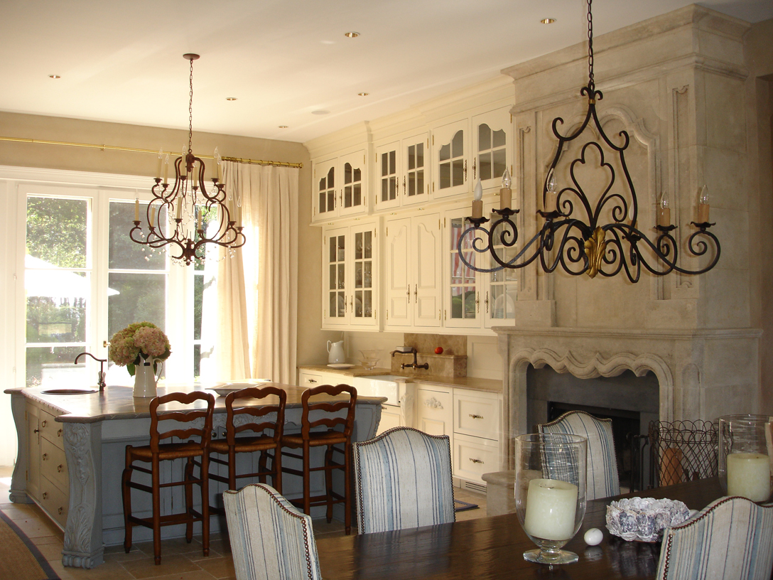 Eleven foot ceilings allowed for double decked cabinets. 
