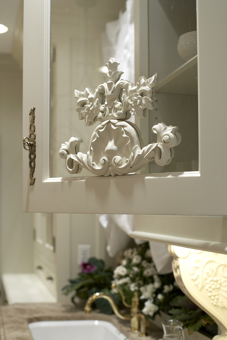 Carving applied to glass door. 